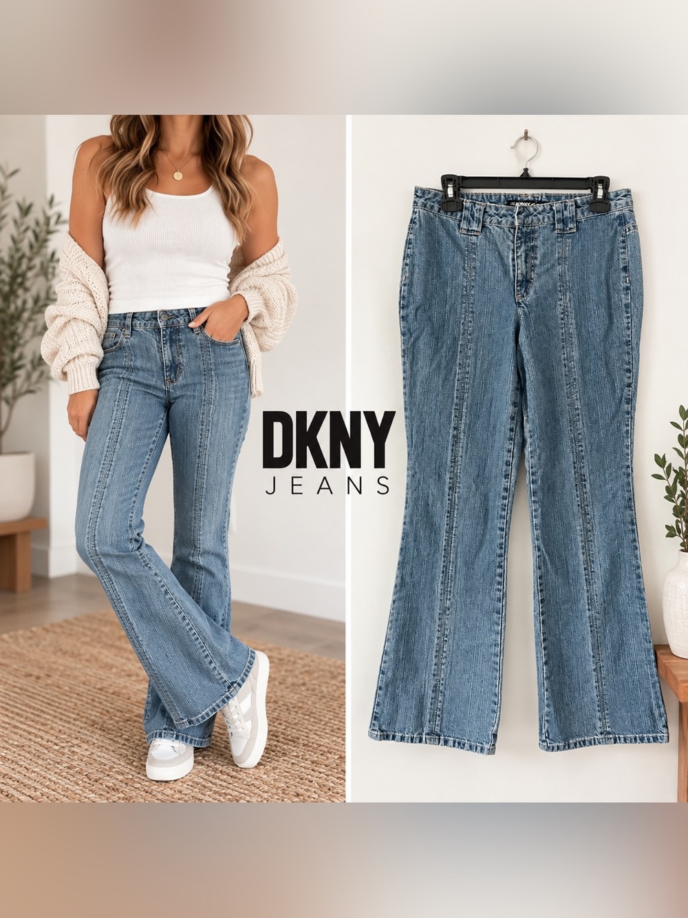 Vintage Y2K DKNY Jeans Pinched Seam Flare Leg Denim Jeans - Size 6